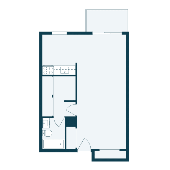 Rosedale Apartments | Studio Floor Plan 01A at Rosedale Estates Apartments, Roseville, Minnesota