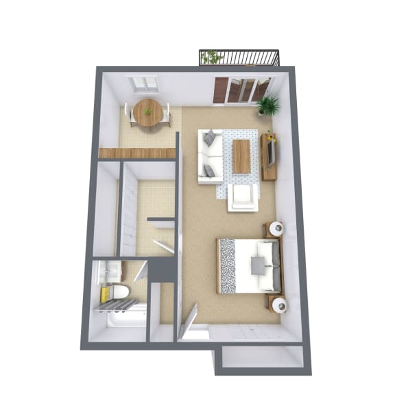 Rosedale Apartments | Studio Floor Plan 01A at Rosedale Estates, Roseville, Minnesota