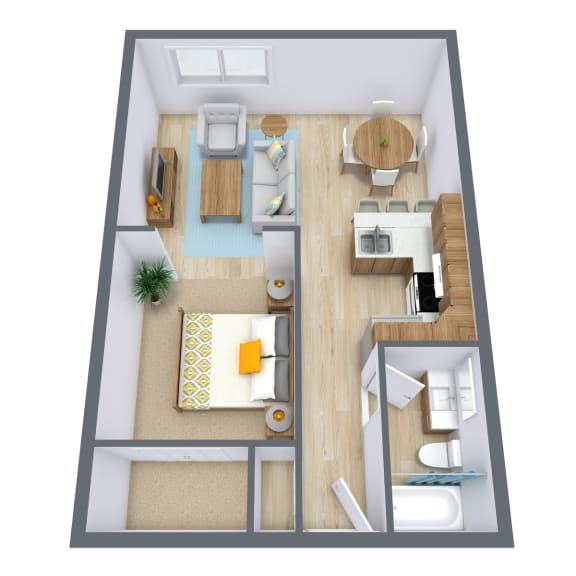 Rosegate Apartments in Fargo, ND | Efficiency Floor Plan 01D