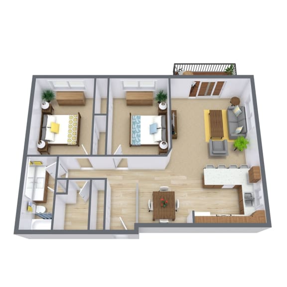 Floor Plan  Rosegate Apartments in Fargo, ND | Two Bedroom Floor Plan 21A