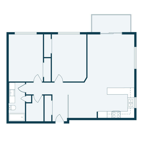 Rosegate Apartments in Fargo, ND | Two Bedroom Floor Plan 21A