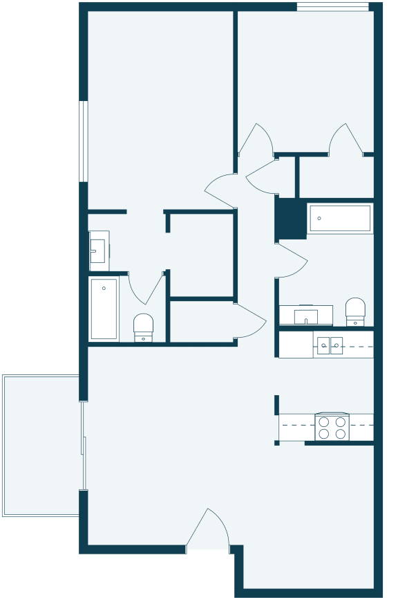 a floor plan of a house with a bedroom and a living room