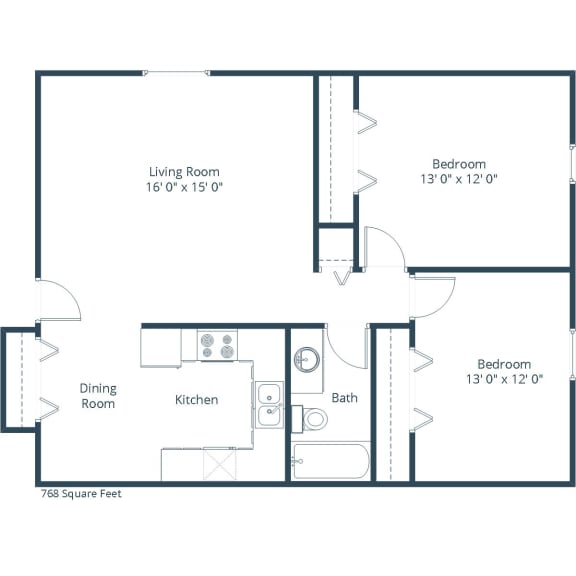Eastbrook Apartments | Two Bedroom Floor Plan