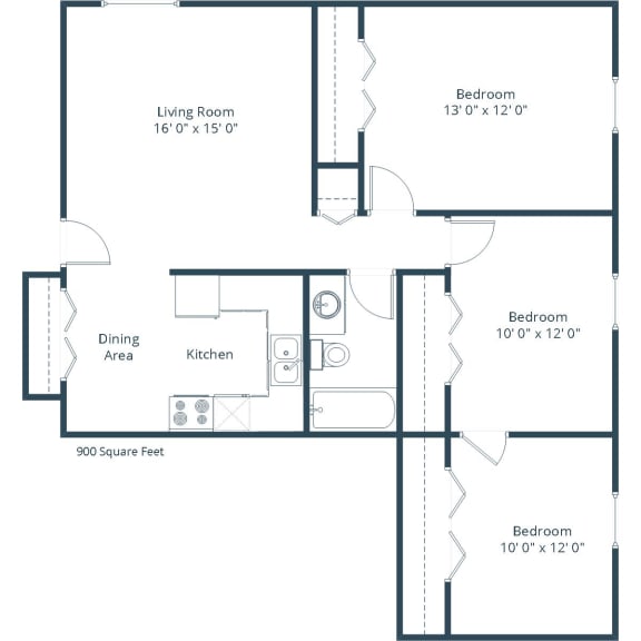 Eastbrook Apartments | Three Bedroom Floor Plan