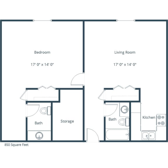 Mason Apartments in Bismarck, ND | One Bedroom Floor Plan 115B Mason Apartments in Bismarck, ND | One Bedroom Floor Plan 115B