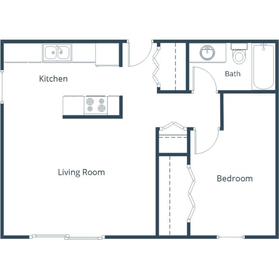 One Bedroom Floor Plan 11C at Parkview Arms Apartments in Bismarck, ND