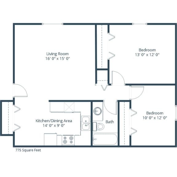Rosser Apartments | Two Bedroom Floor Plan Rosser Apartments | Two Bedroom Floor Plan