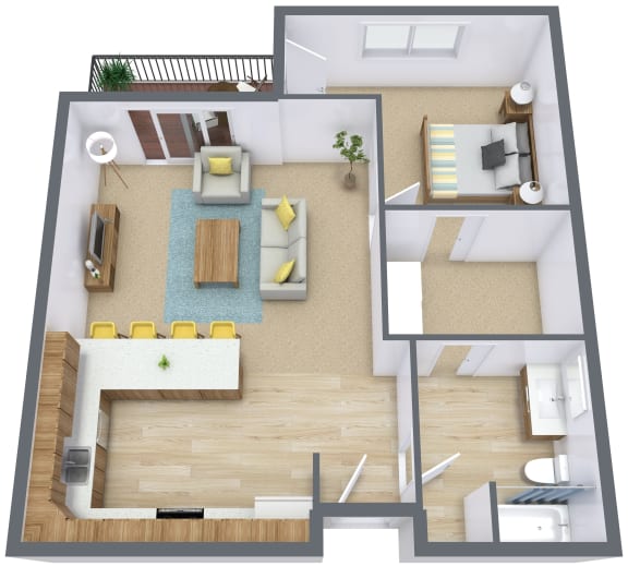Sandy Creek Apartments  in Moorhead, MN | One Bedroom Floor Plan 11A