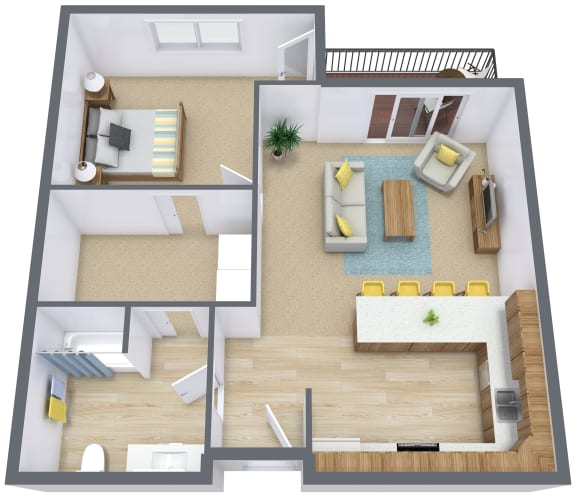 Sandy Creek Apartments  in Moorhead, MN | One Bedroom Floor Plan 11B