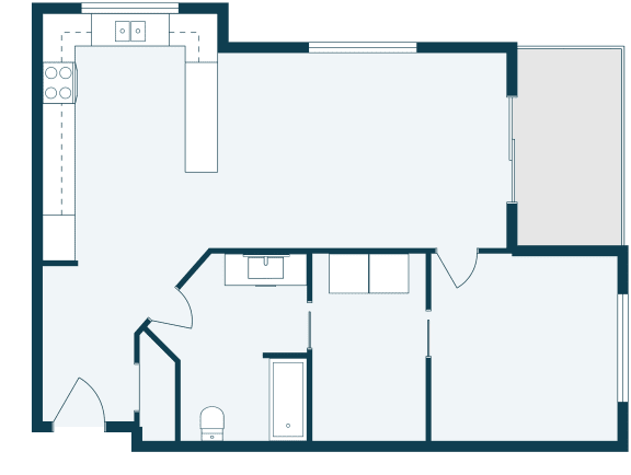 Sandy Creek Apartments  in Moorhead, MN | One Bedroom Floor Plan 11C