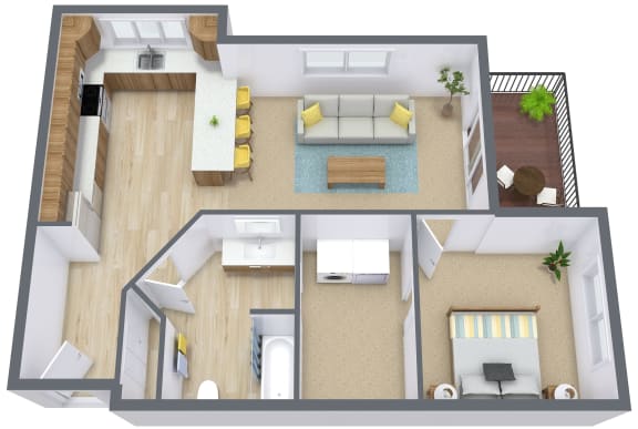 Sandy Creek Apartments  in Moorhead, MN | One Bedroom Floor Plan 11C