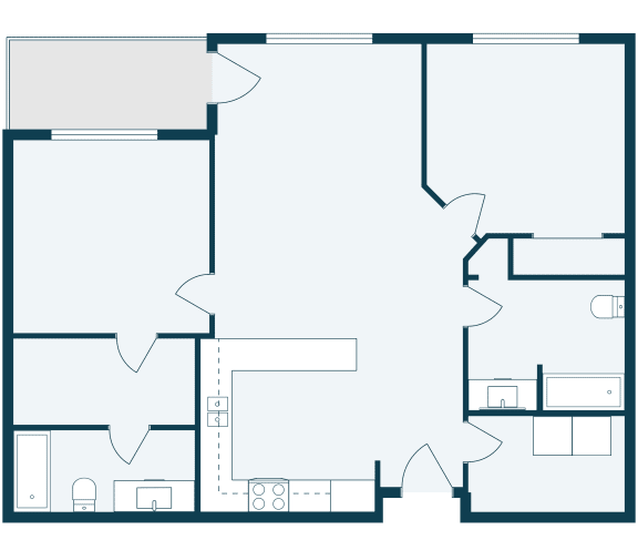 Sandy Creek Apartments  in Moorhead, MN | Two Bedroom Floor Plan 22A