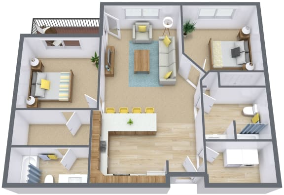 Sandy Creek Apartments  in Moorhead, MN | Two Bedroom Floor Plan 22A