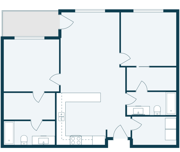 Sandy Creek Apartments  in Moorhead, MN | Two Bedroom Floor Plan 22B