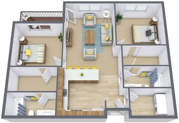Sandy Creek Apartments  in Moorhead, MN | Two Bedroom Floor Plan 22B