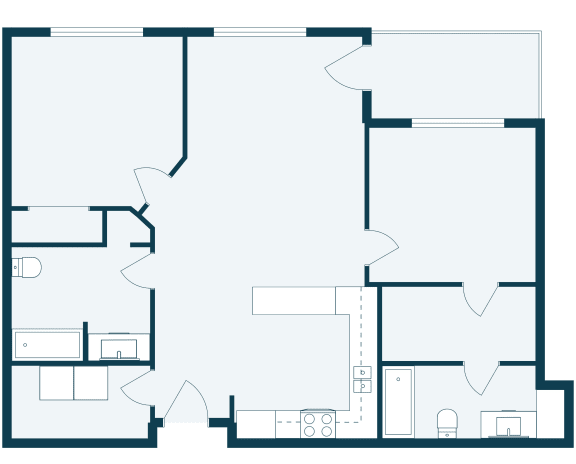 Sandy Creek Apartments  in Moorhead, MN | Two Bedroom Floor Plan 22C