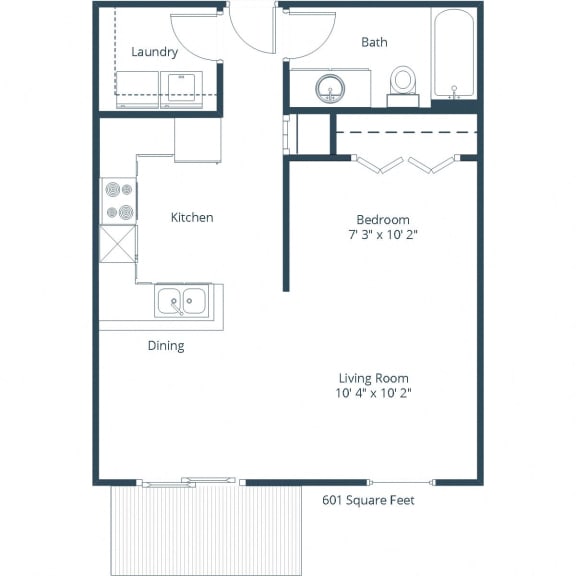 Sterling Pointe Apartments in Grand Forks, ND | Efficiency Floor Plan 01A
