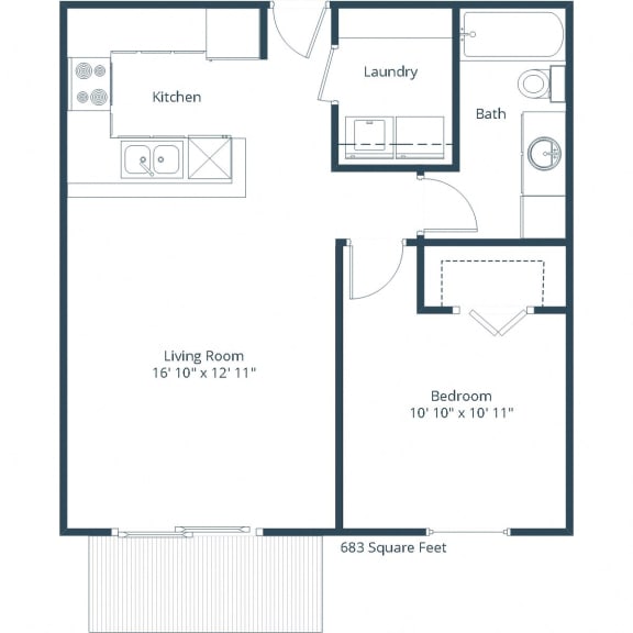 Sterling Pointe Apartments in Grand Forks, ND | One Bedroom Floor Plan 11A
