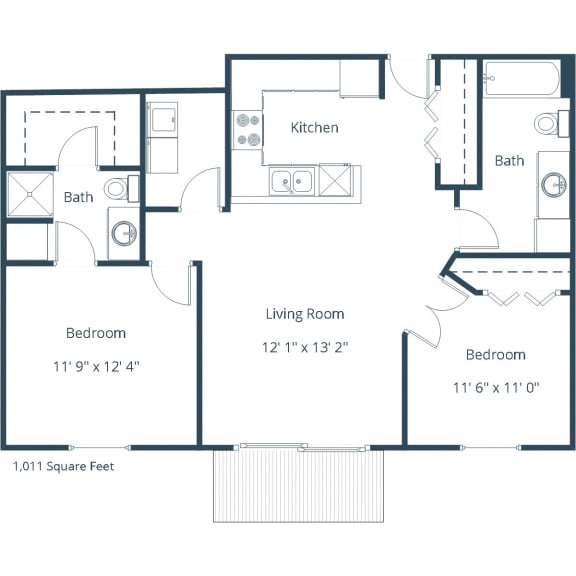 Sterling Pointe Apartments in Grand Forks, ND | Two Bedroom Floor Plan 2175B