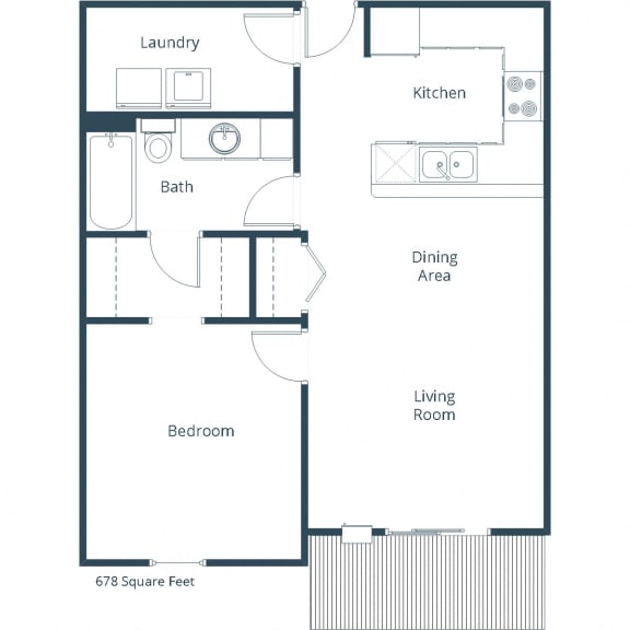One-Bedroom Layout at Stonefield Apartments in Bismarck, ND
