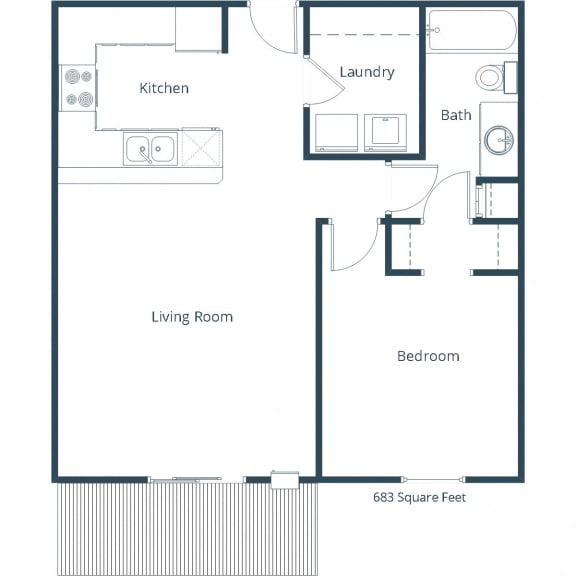 Stonefield Apartments in Bismarck, ND | One Bedroom Floor Plan 11C Stonefield Apartments in Bismarck, ND | One Bedroom Floor Plan 11C
