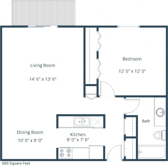 Eaglewood Apartments in Fargo, ND | One Bedroom Floor Plan 11A