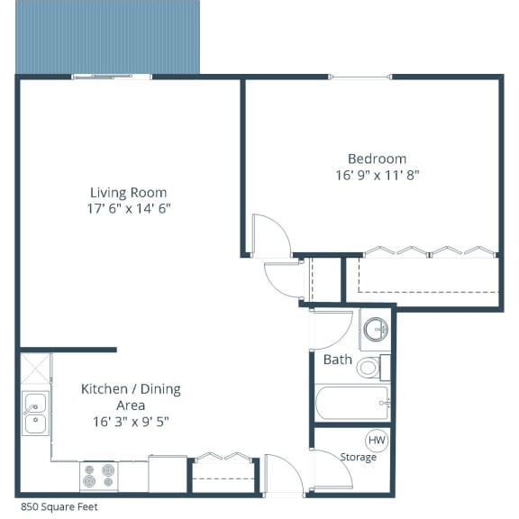 Prairiewood Meadows Apartments | One Bedroom Floor Plan B