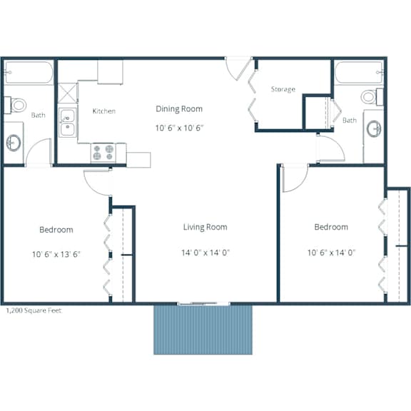 Floor Plan  Sheridan Pointe | Two Bedroom | Plan 22A