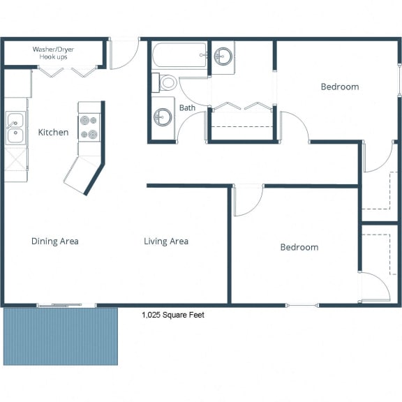 Westview Towers Apartments in Fargo, ND | Two Bedroom Floor Plan 21A