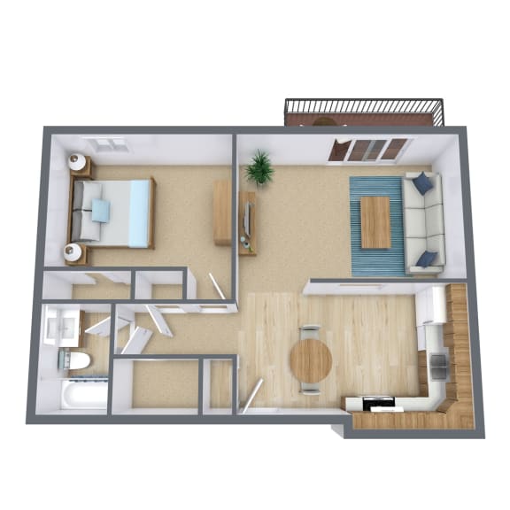 a floor plan of a bedroom with a bathroom and a living room