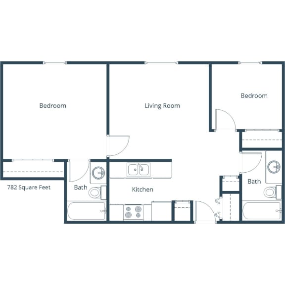 Candlelight Two Bedroom Two Bath Floor Plan