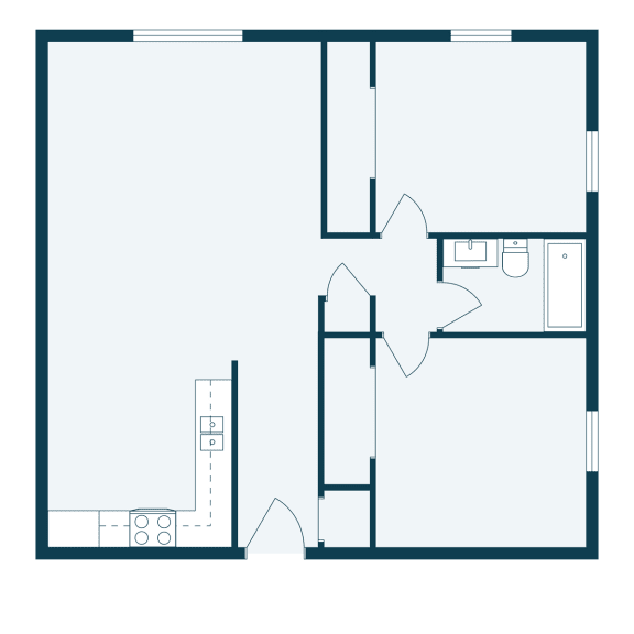 the floor plan of a small house with a bedroom and a living room