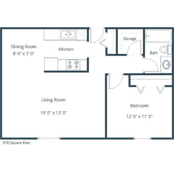 Belmont Apartments in Bismarck, ND | One Bedroom Floor Plan 11A