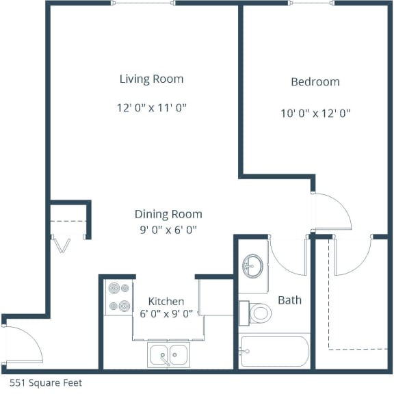 Eagle Sky I Apartments in Bismarck, ND | One Bedroom Floor Plan 11B