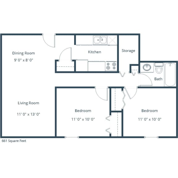 Eagle Sky I Apartments in Bismarck, ND | Two Bedroom Floor Plan 21A Eagle Sky I Apartments in Bismarck, ND | Two Bedroom Floor Plan 21A