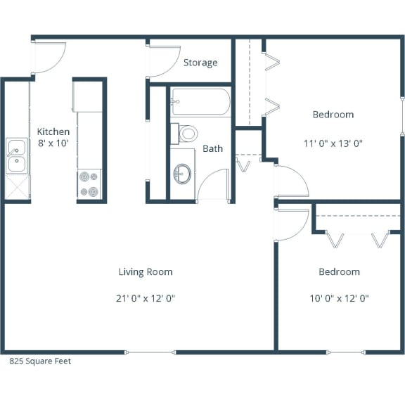 Eagle Sky I Apartments in Bismarck, ND | Two Bedroom Floor Plan 21B Eagle Sky I Apartments in Bismarck, ND | Two Bedroom Floor Plan 21B