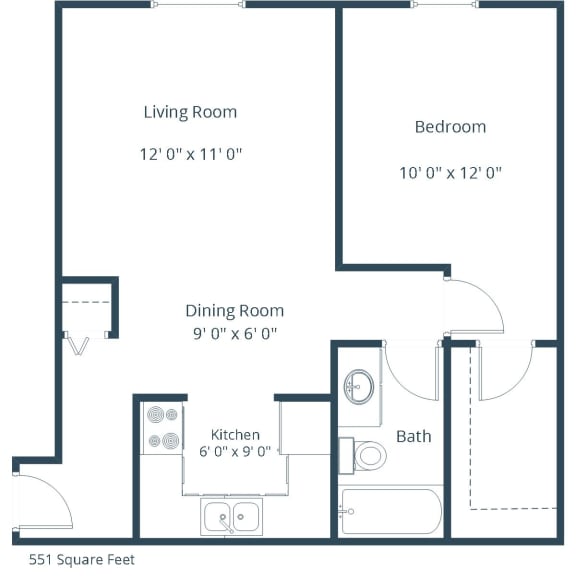Eagle Sky II Apartments in Bismarck, ND | One Bedroom Floor Plan 11B