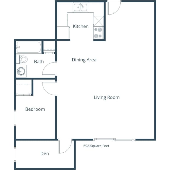 Eagle Sky II Apartments in Bismarck, ND | One Bedroom Floor Plan 11E