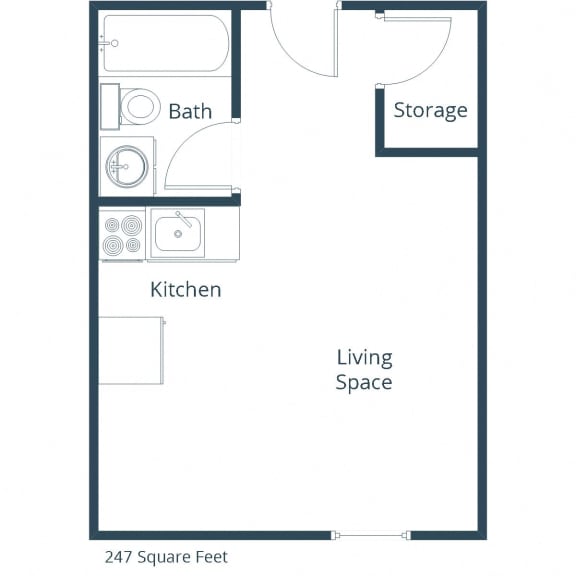 Garden Grove Apartments in Bismarck, ND | Studio Floor Plan 01B