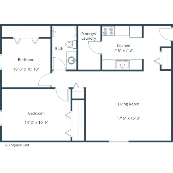 Garden Grove Apartments in Bismarck, ND | Two Bedroom Floor Plan 21B Garden Grove Apartments in Bismarck, ND | Two Bedroom Floor Plan 21B