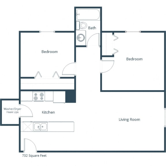 Garden Grove Apartments in Bismarck, ND | Two Bedroom Floor Plan 21C