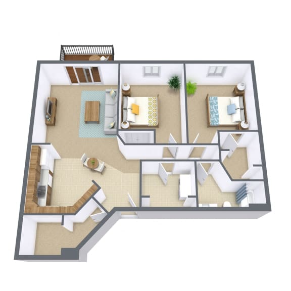 Floor Plan  Stonebridge Apartments in Fargo, ND | Two Bedroom Floor Plan 21A