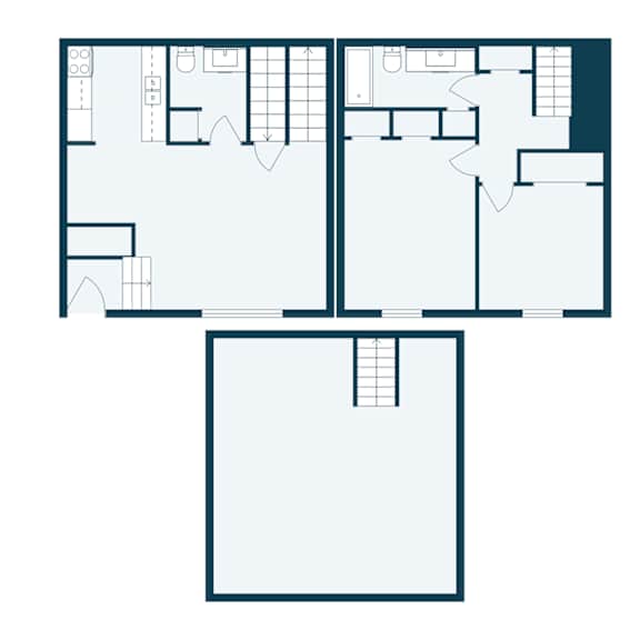 A floor plan of a building with rooms labeled a, b, c, d, and e.
