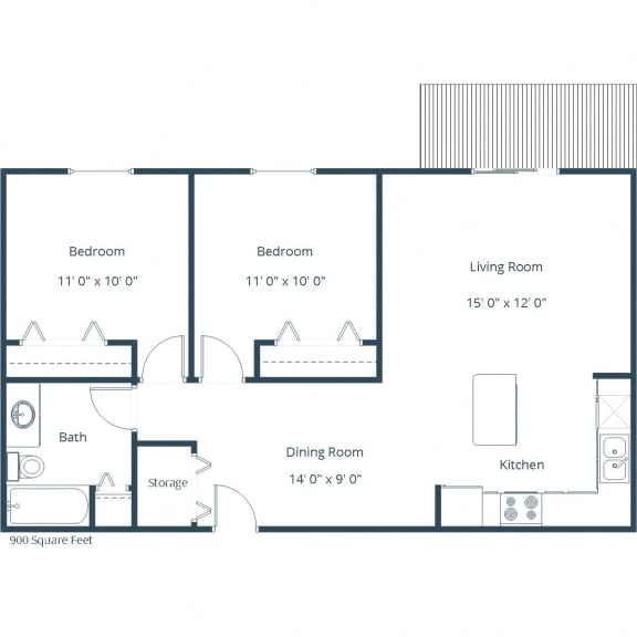 Fairview Apartments in Bismarck, ND | Two Bedroom Floor Plan 21B Fairview Apartments in Bismarck, ND | Two Bedroom Floor Plan 21B