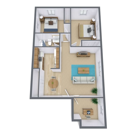 a floor plan of a house with a bedroom and a living room