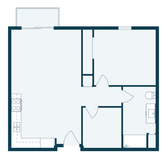a floor plan of a house with a bedroom and a living room