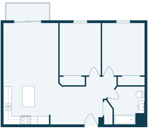 a floor plan of a living room with a kitchen and a dining room and a