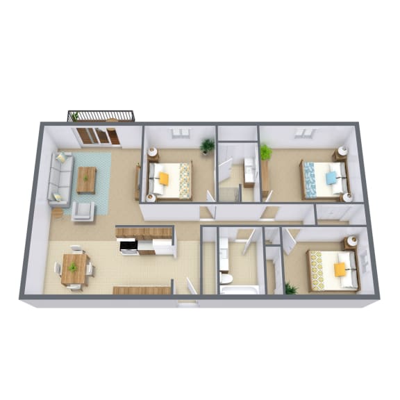 Sunview Apartments | Three Bedroom | Plan 3175A