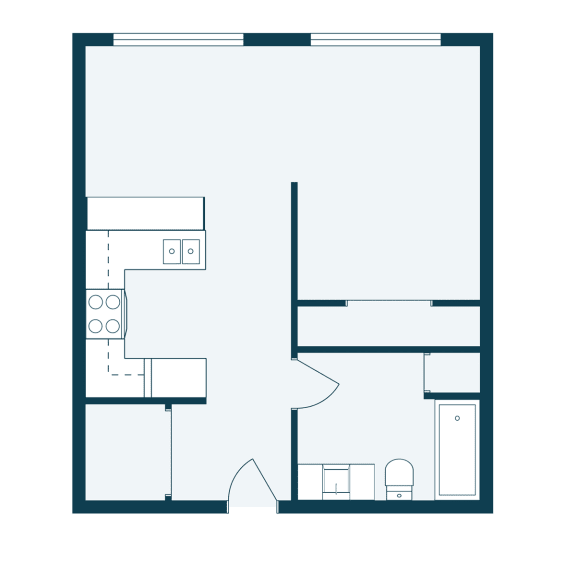 a floor plan of a small house with a bedroom and a living room