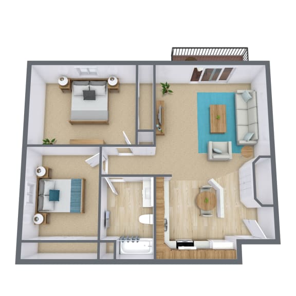 a floor plan of a bedroom with a bathroom and a living room